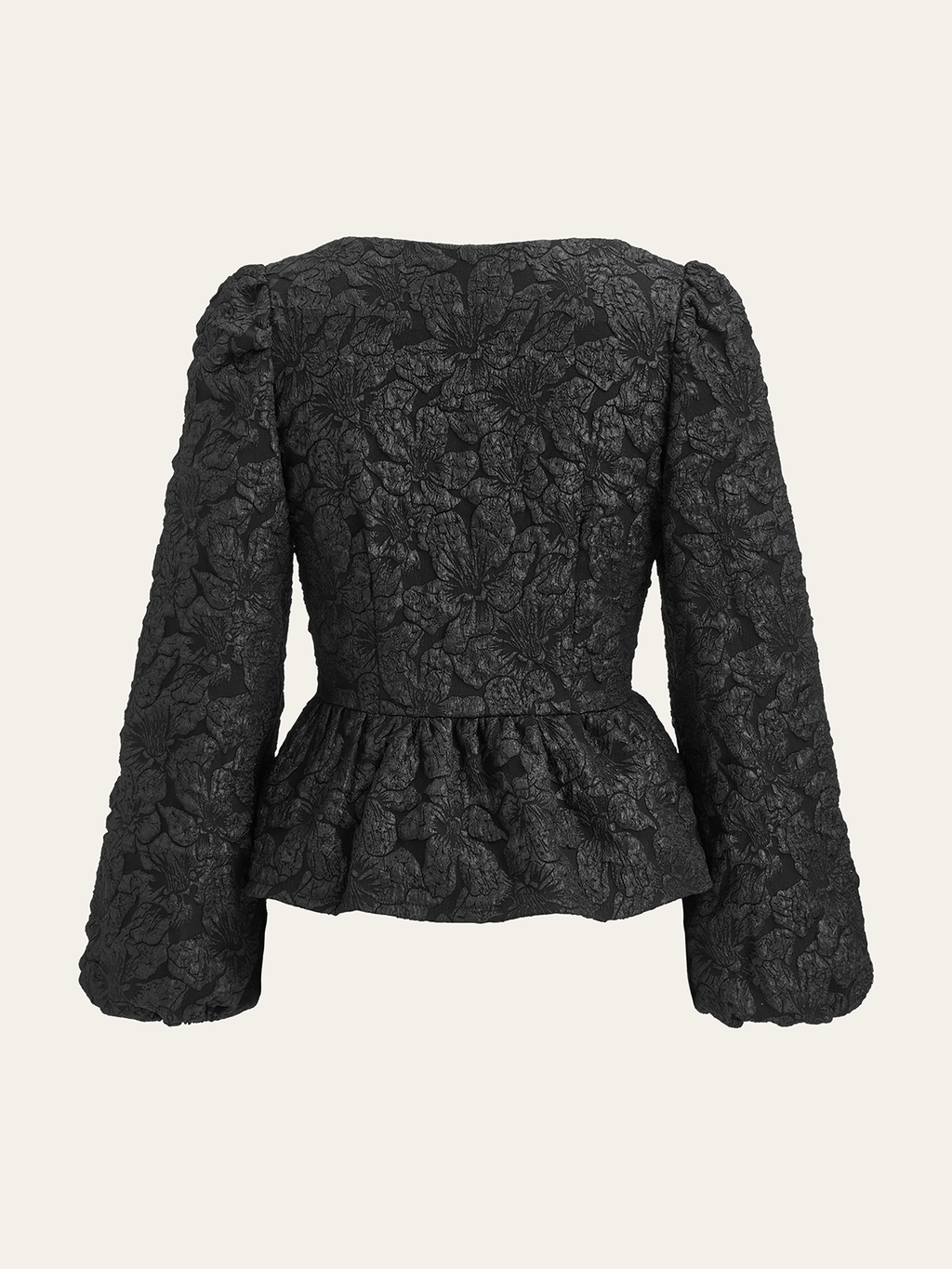 Textured Puff Sleeve Peplum Blouse — Svelte Chic