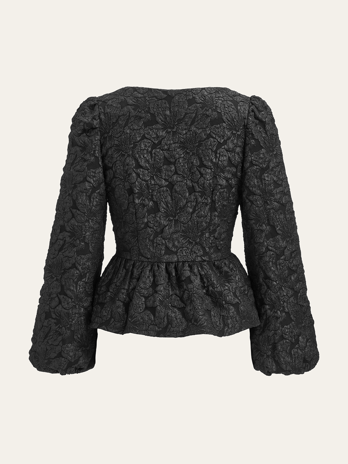 Textured Puff Sleeve Peplum Blouse — Svelte Chic