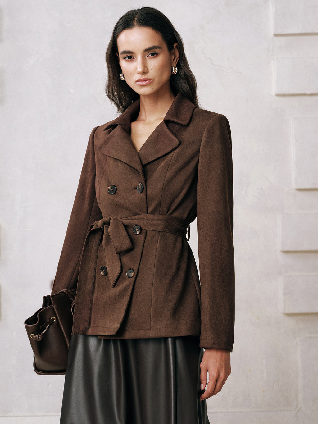 Belted Suede Effect Jacket — Svelte Chic