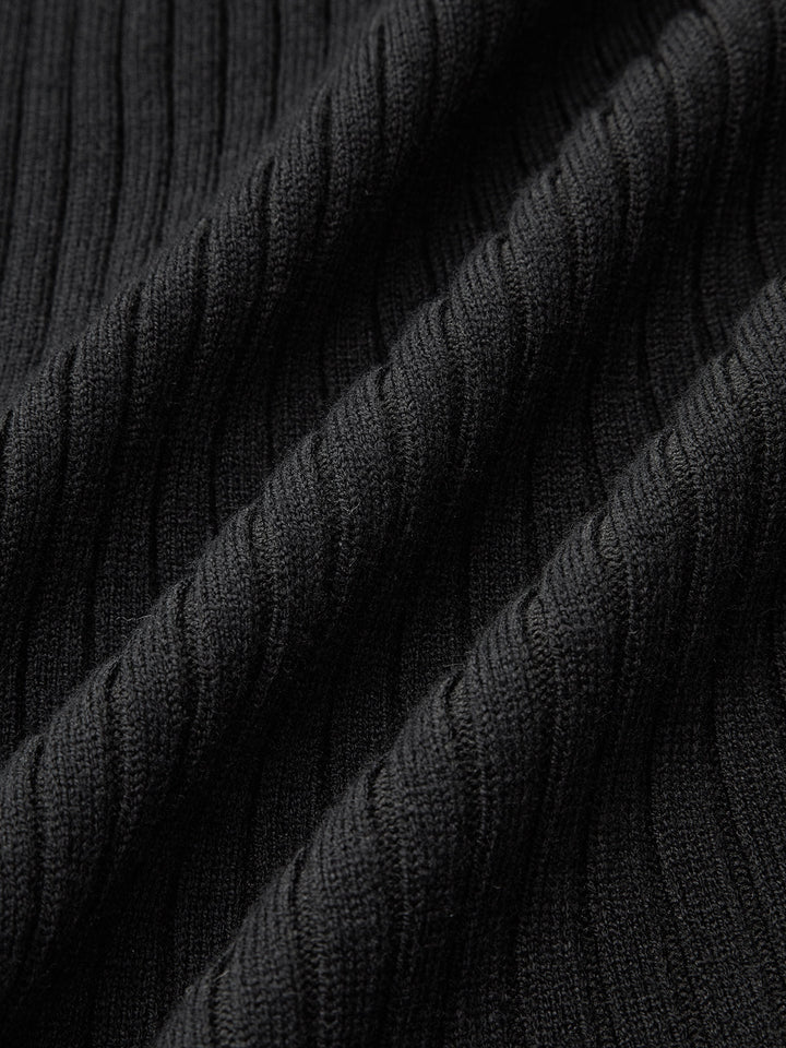 Kontrast Düğümlü Yaka Penye Midi Elbise