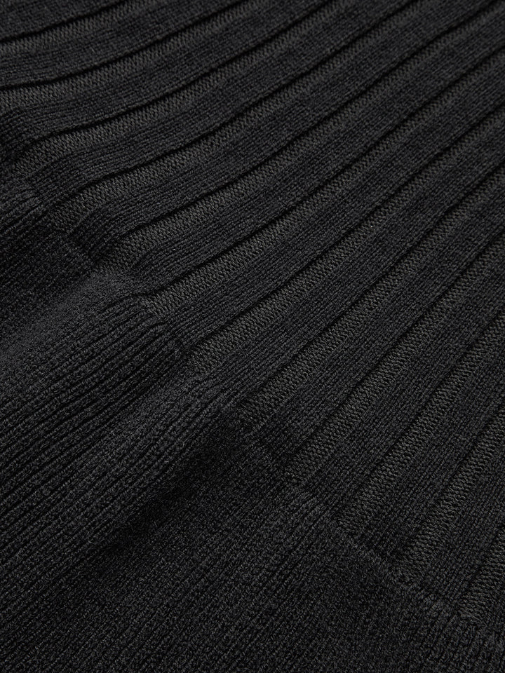 Kontrast Düğümlü Yaka Penye Midi Elbise