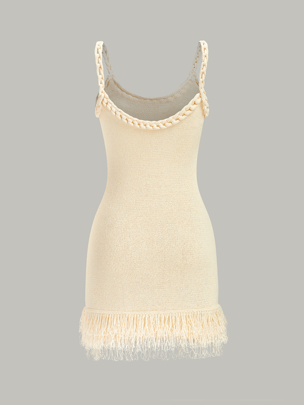 Braided Strap Fringe Knit Dress — Svelte Chic