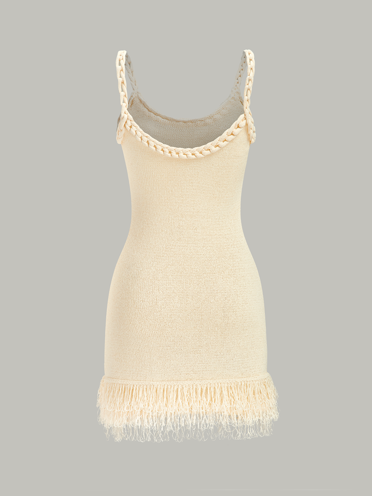 Braided Strap Fringe Knit Dress — Svelte Chic