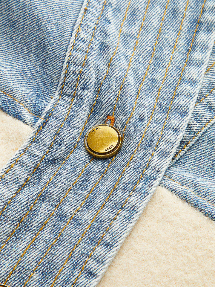 V Yaka Panel Detaylı Jean Hırka