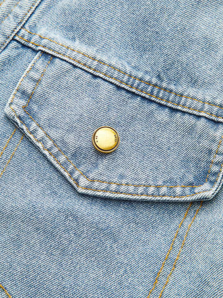 V Yaka Panel Detaylı Jean Hırka