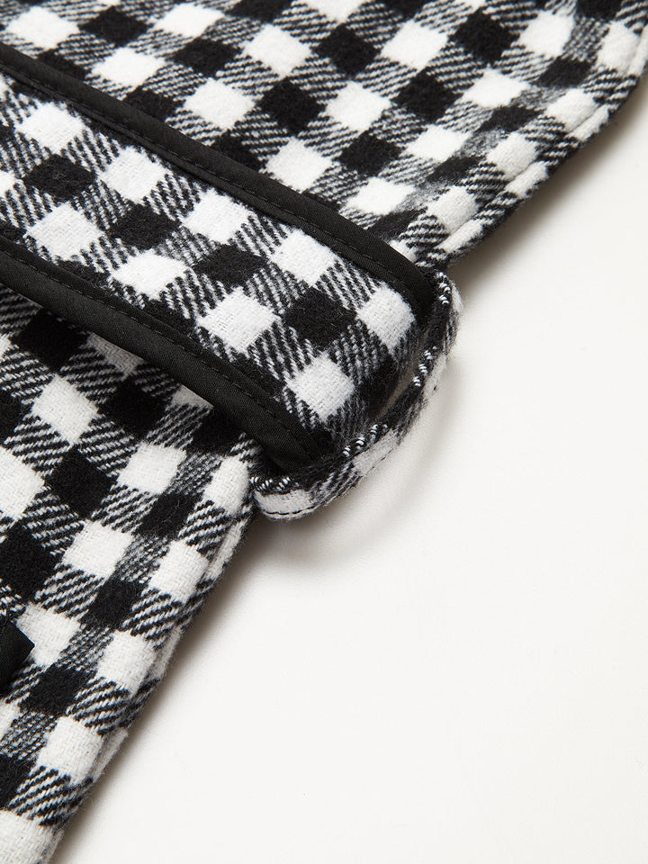 Kemerli Kareli Yaka Ceket