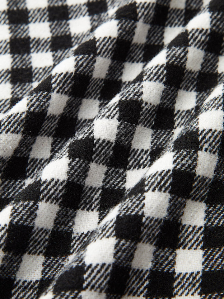 Kemerli Kareli Yaka Ceket