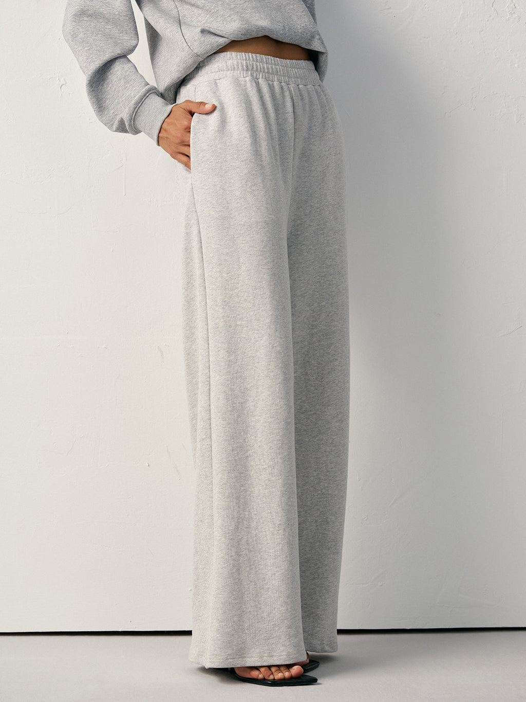 Cotton Blend Straight Leg Joggers in Light Grey — Svelte Chic
