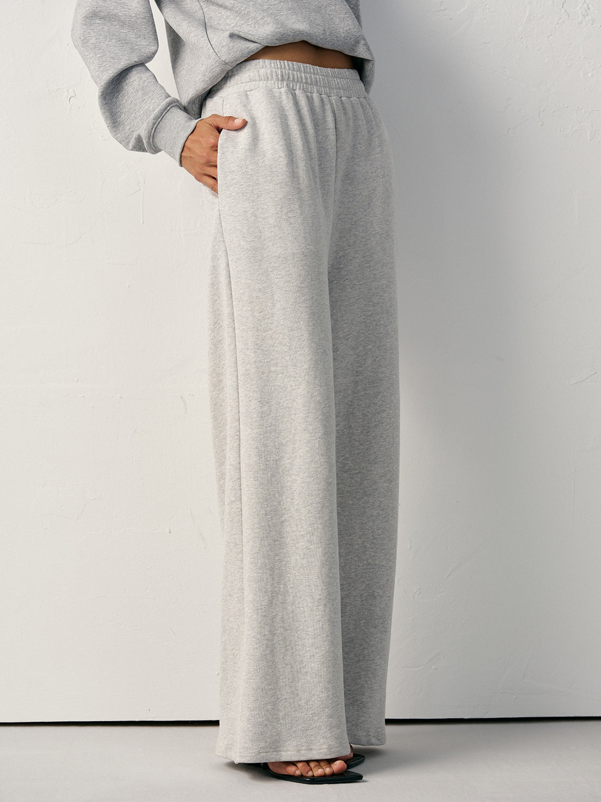 Cotton Blend Straight Leg Joggers in Light Grey — Svelte Chic