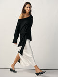 Off Shoulder Long Sleeve Top in Black — Svelte Chic