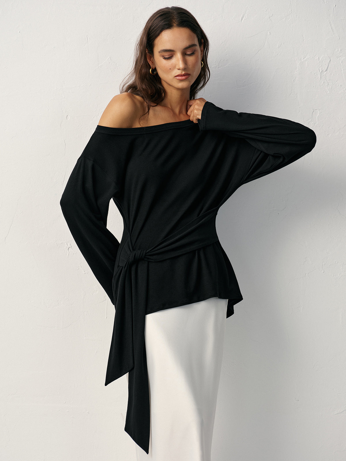 Off Shoulder Long Sleeve Top — Svelte Chic