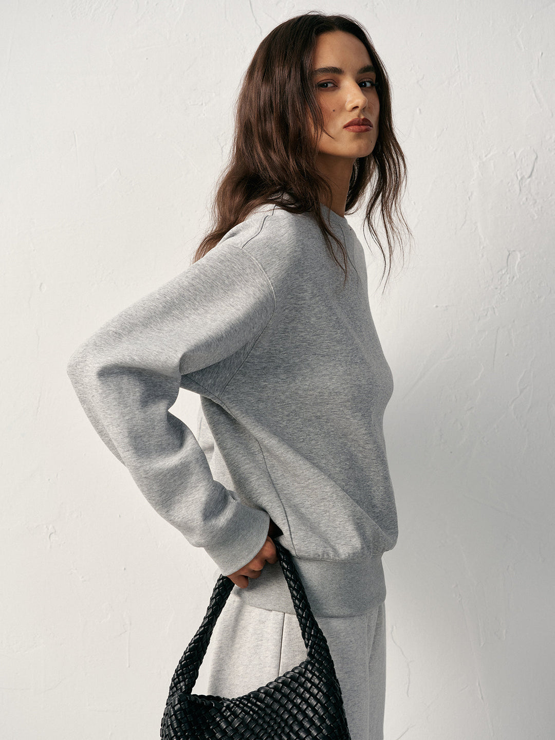 Суитшърт с кръгло деколте от памучна смес 