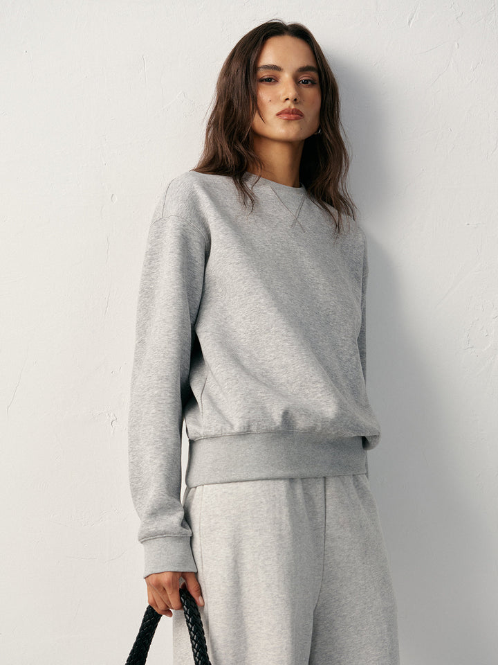 Суитшърт с кръгло деколте от памучна смес 