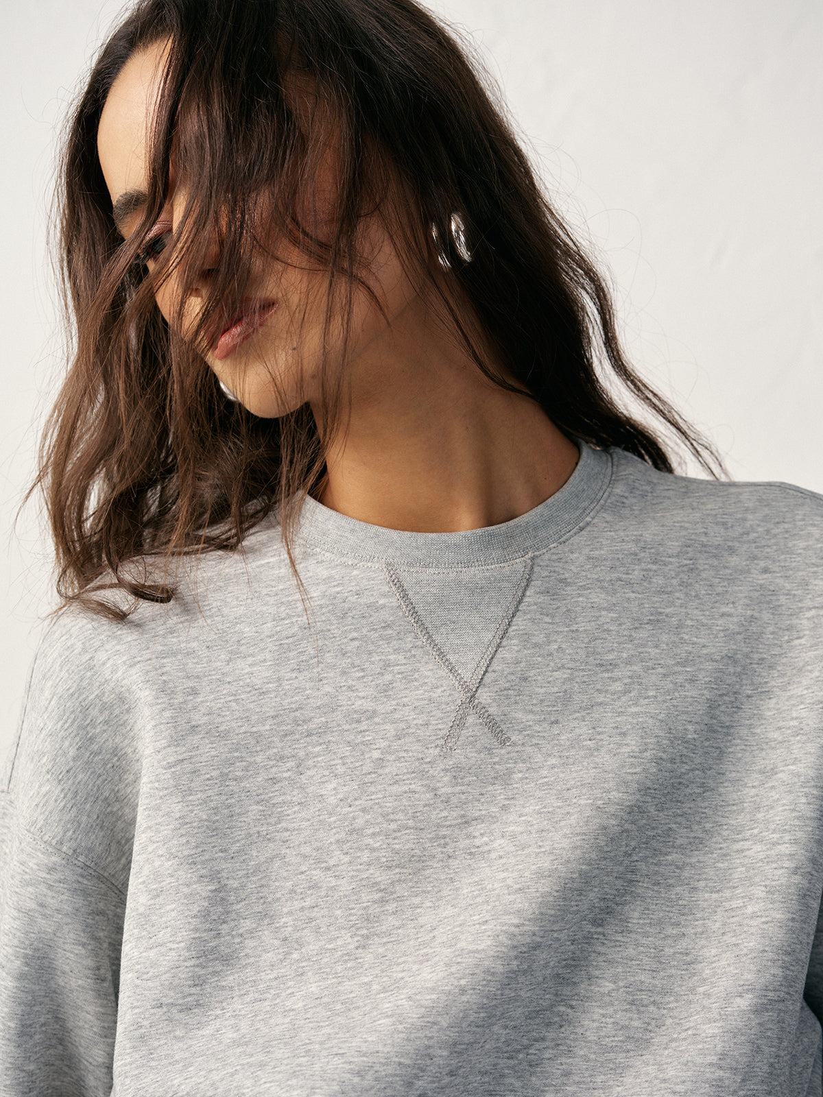 Cotton Blend Crew Neck Sweatshirt — Svelte Chic