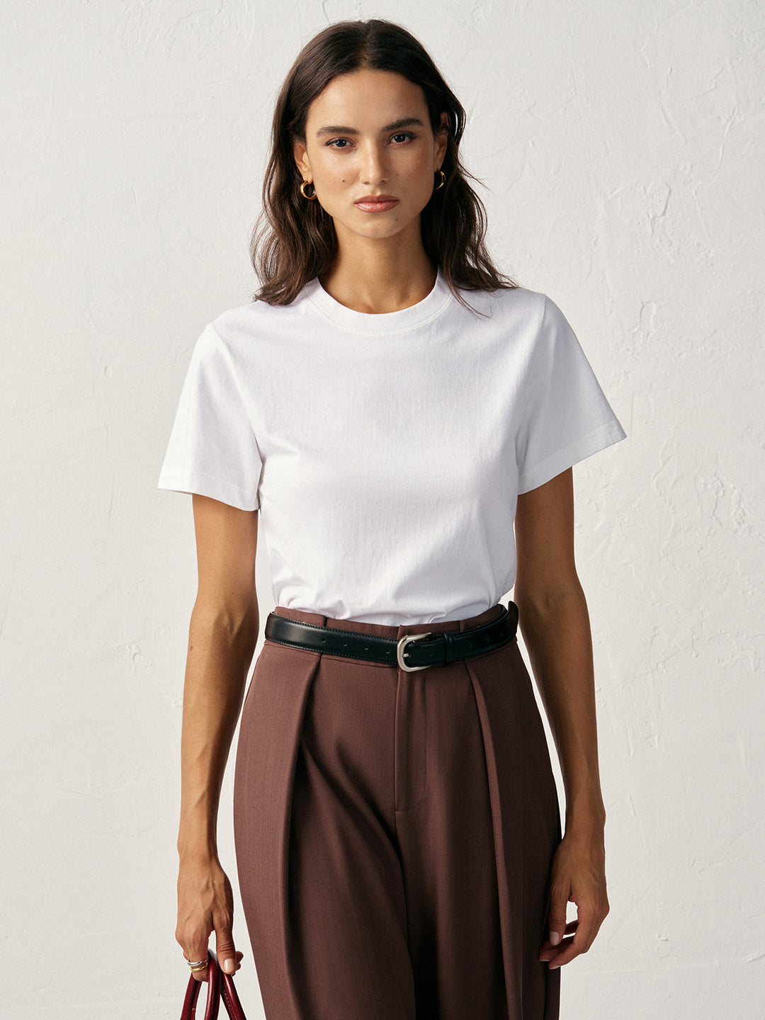 Su Geçirmez Pamuk Yuvarlak Yaka Tişört