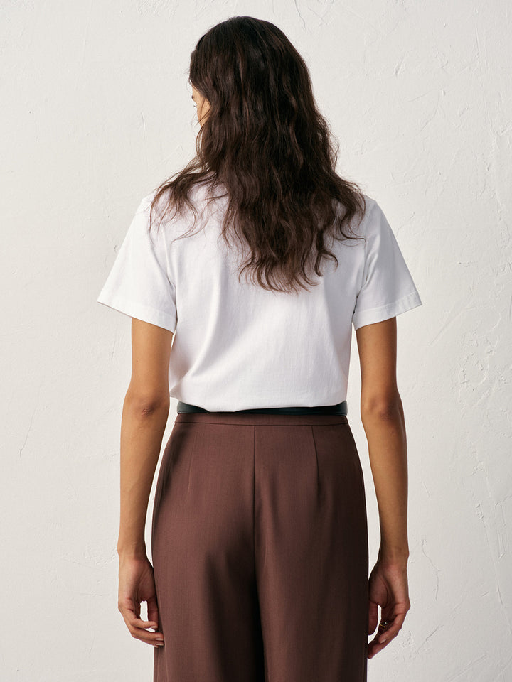 Su Geçirmez Pamuk Yuvarlak Yaka Tişört