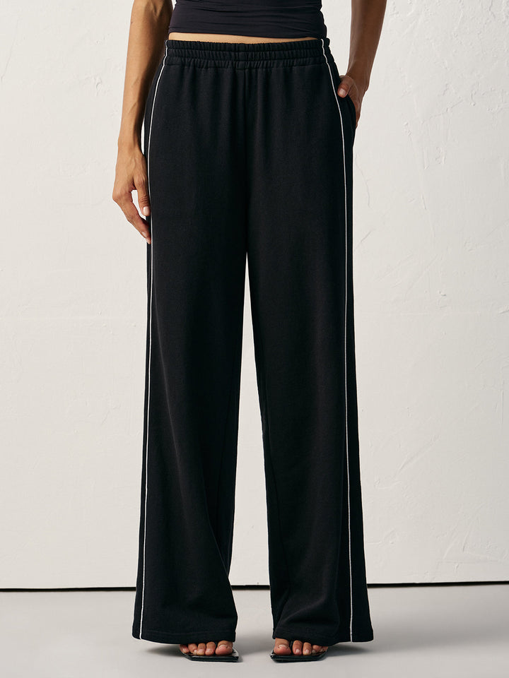 Pamuk Karışımlı Orta Bel Yan Şerit Eşofman Altı