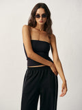 Strapless Padded Jersey Top in Black — Svelte Chic