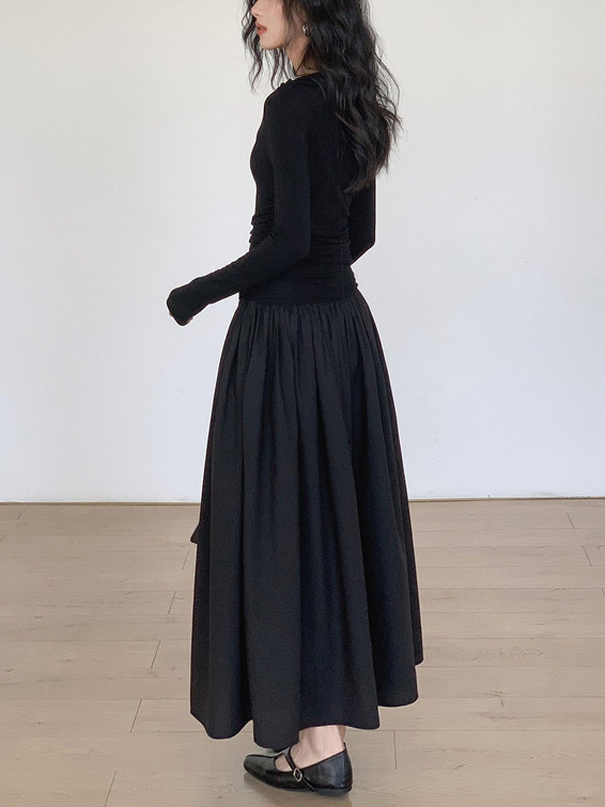 Pleated Boat Neck Midi Dress — Svelte Chic