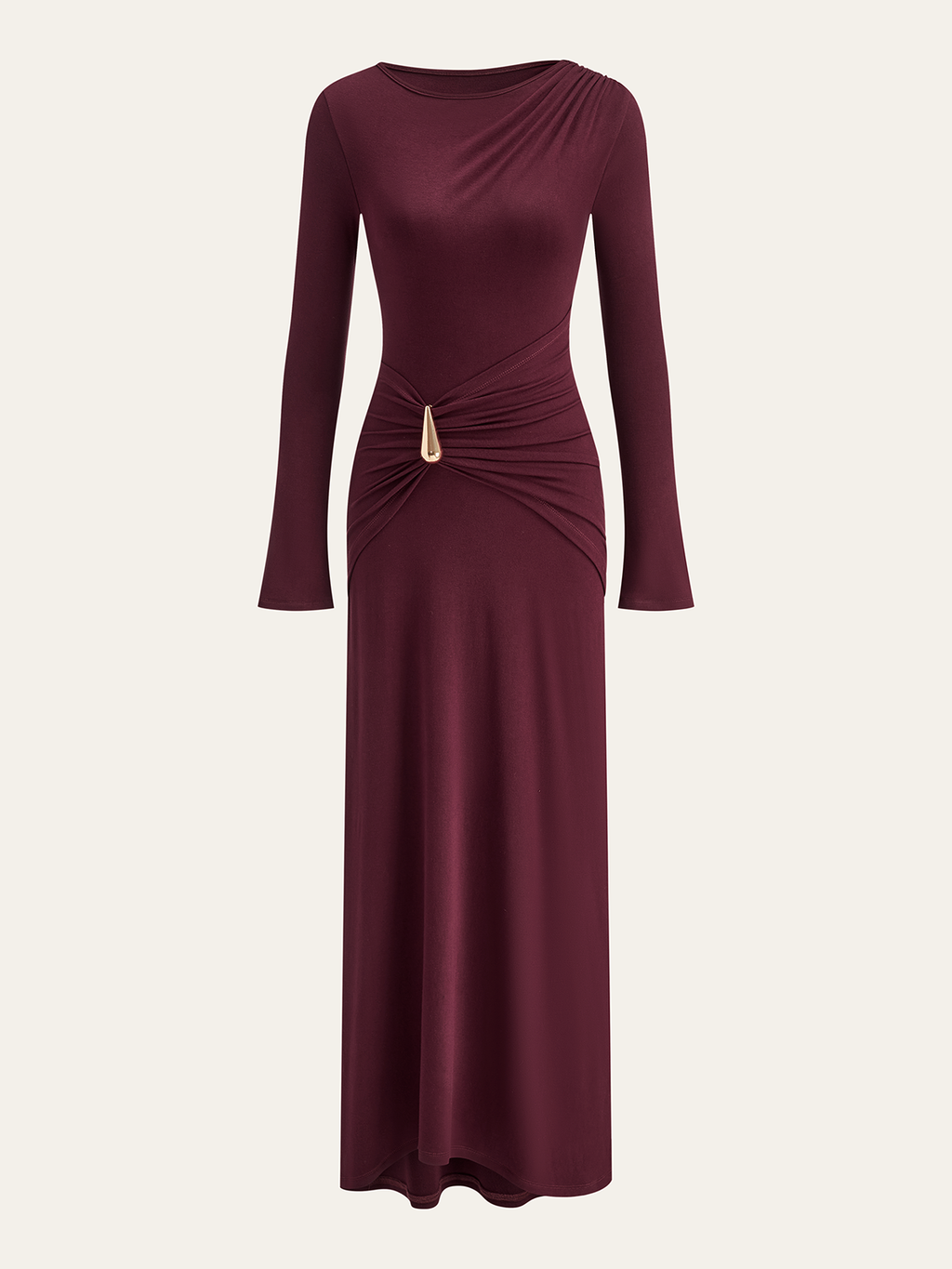 Ruched Asymmetric Neck Maxi Dress — Svelte Chic