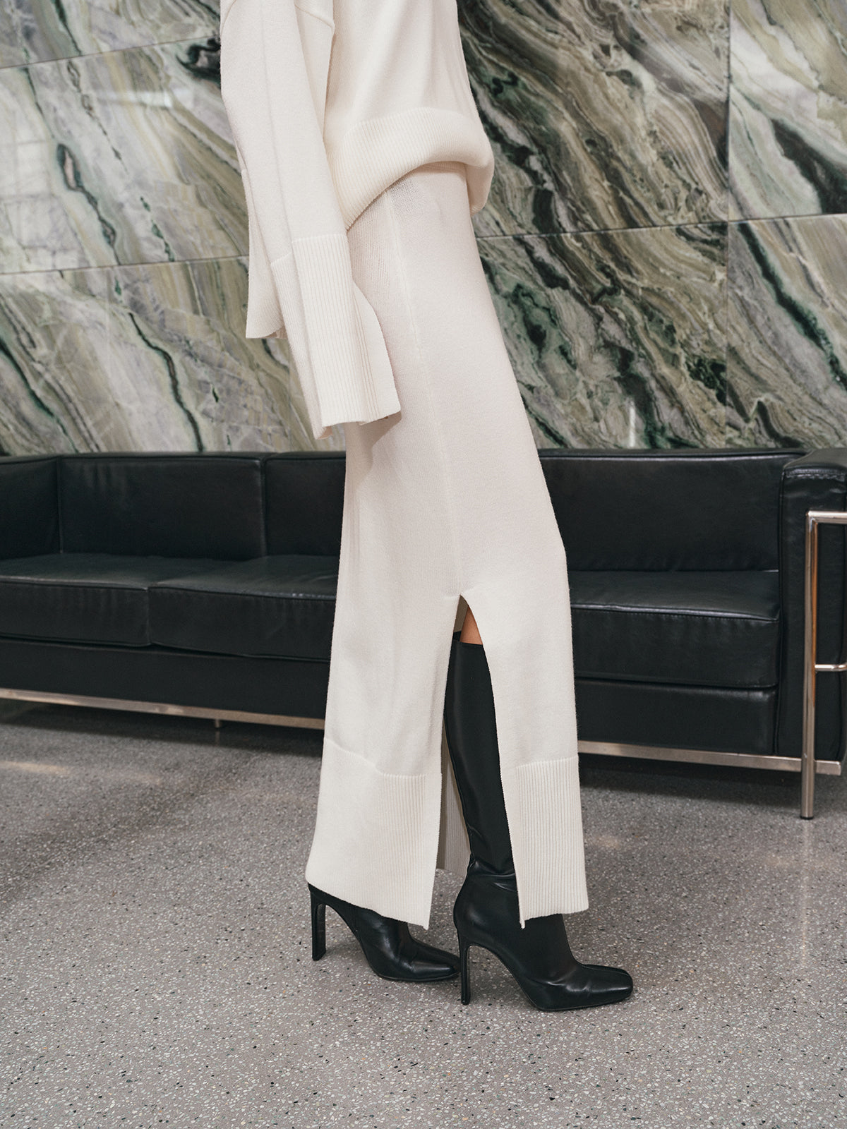 Oversized Turtleneck Knit and Maxi Skirt Set — Svelte Chic