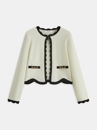 Zıt Renk Kaburga Desenli Triko Hırka