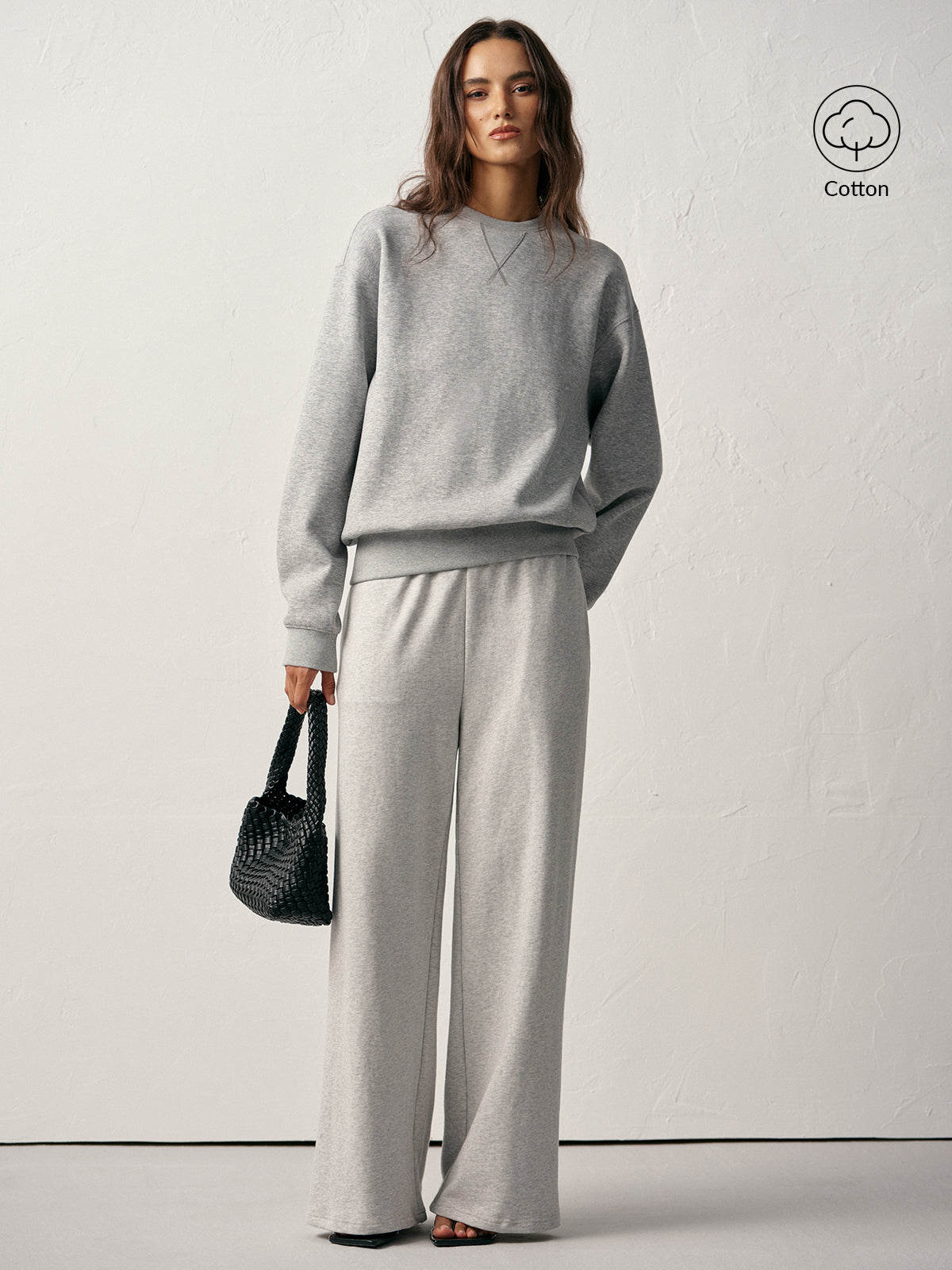 Cotton Blend Crew Neck Sweatshirt — Svelte Chic