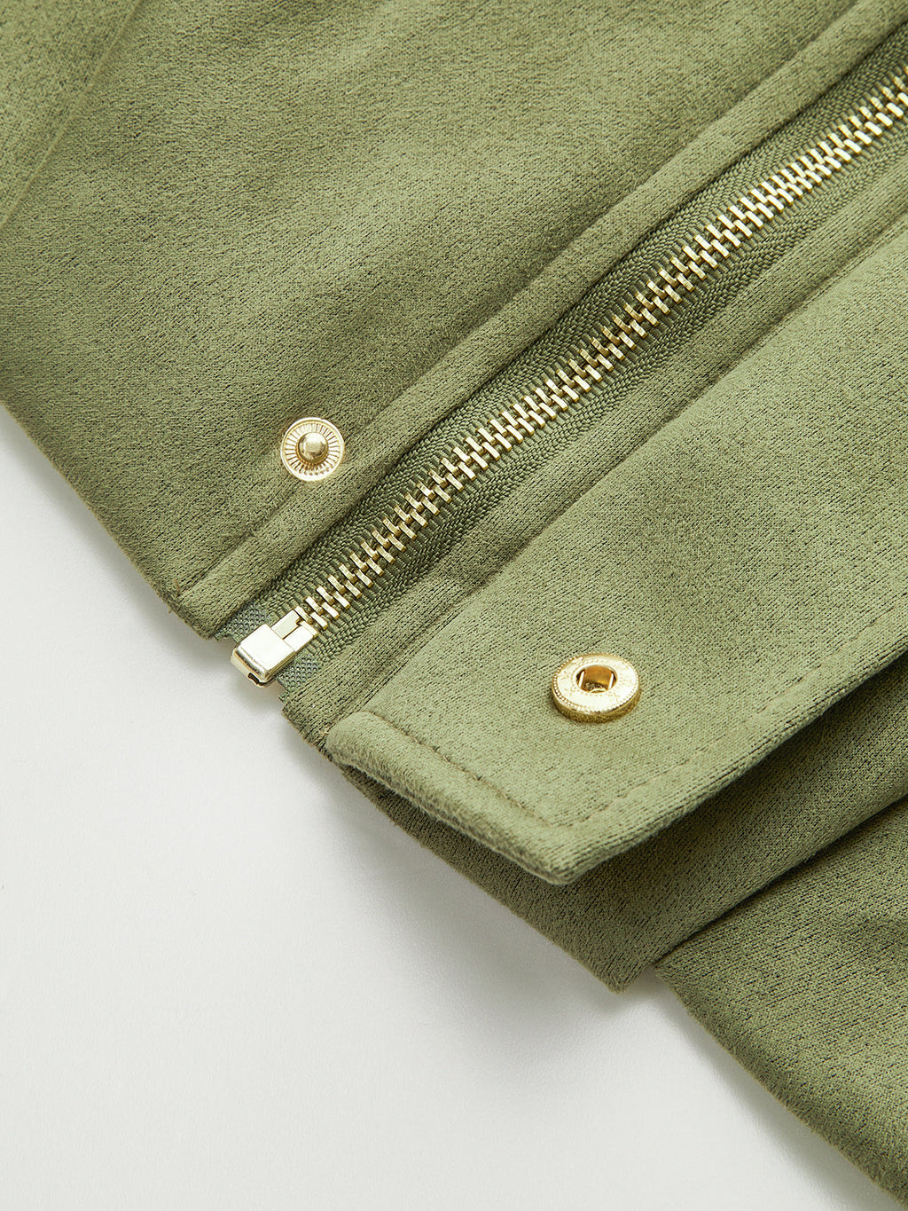 Zip Collar Suede Effect Jacket — Svelte Chic