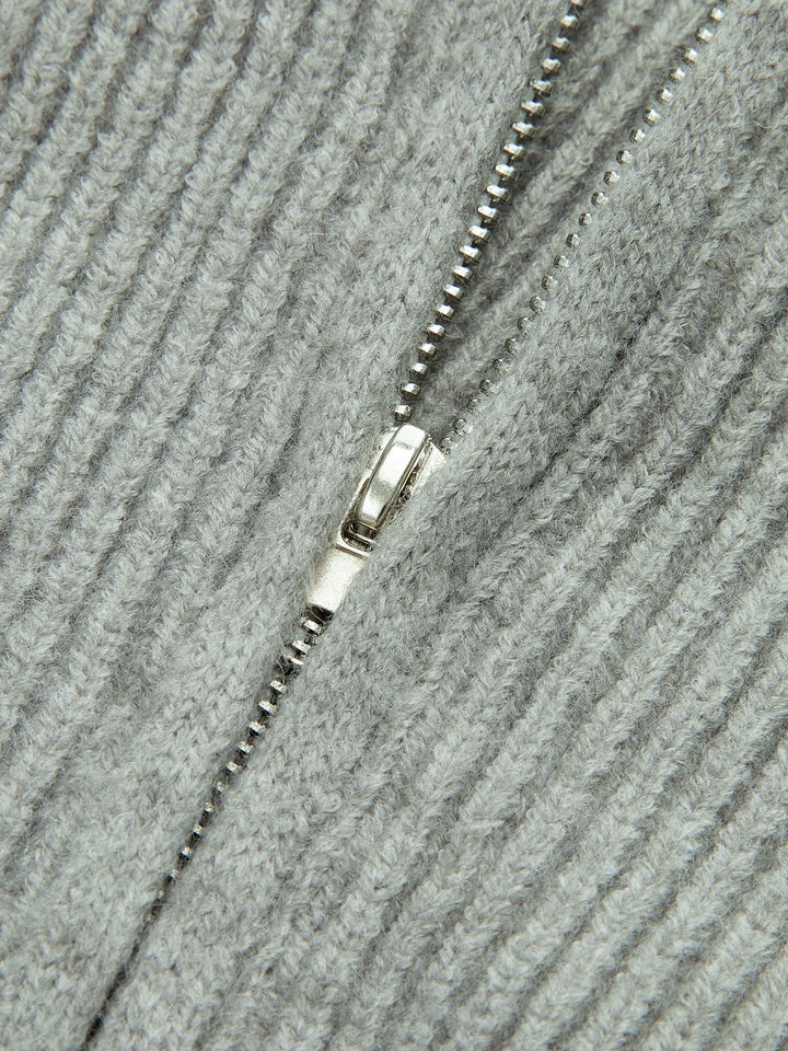 Rüya yakalı fermuarlı örgü dış giyim rahat ve şık tarz için