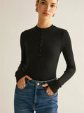 Embroidered Ribbed Bodysuit in Black — Svelte Chic