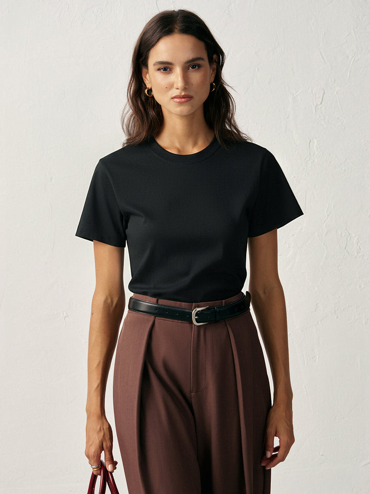 Su Geçirmez Pamuk Yuvarlak Yaka Tişört