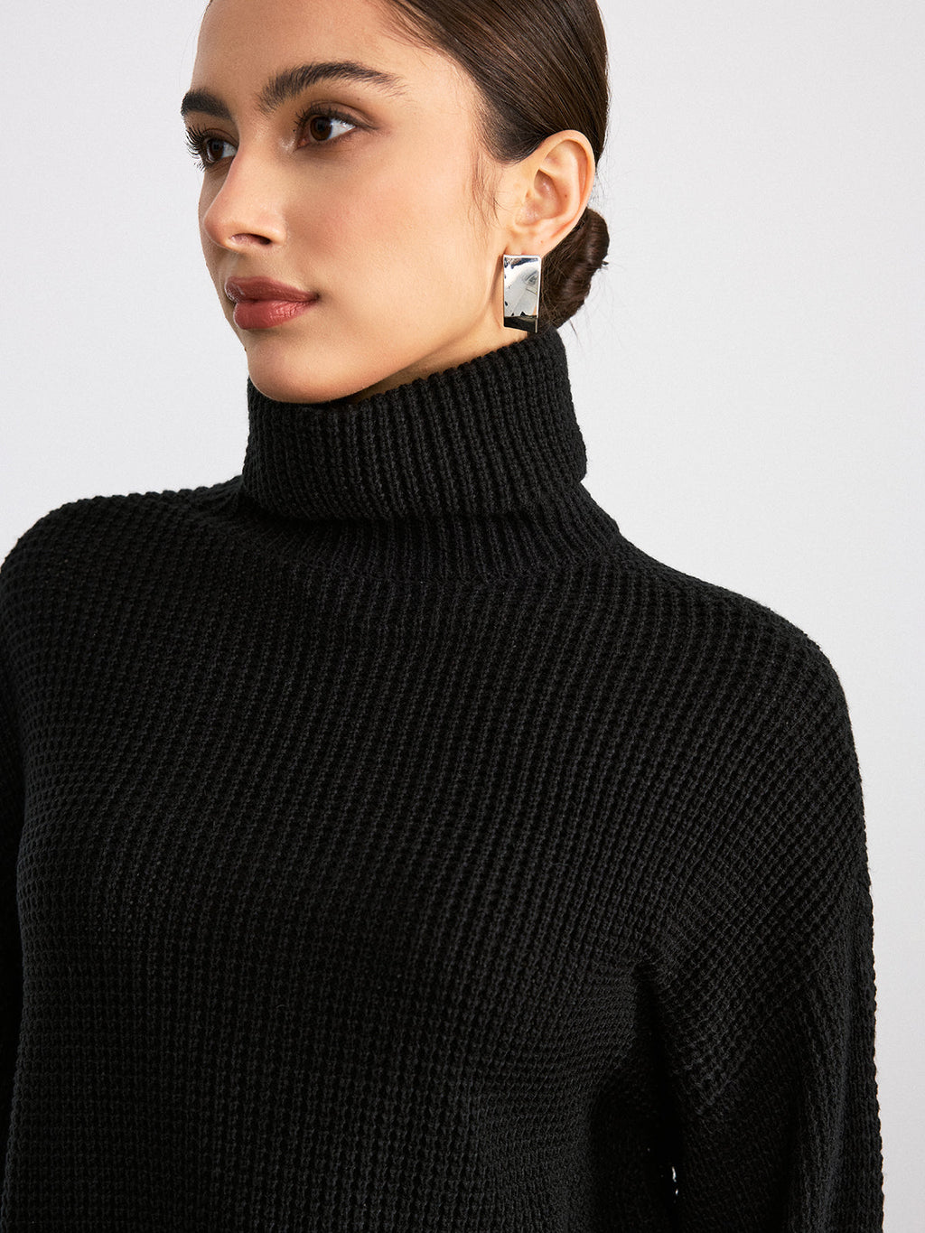 Waffle Knit Turtleneck Sweater — Svelte Chic