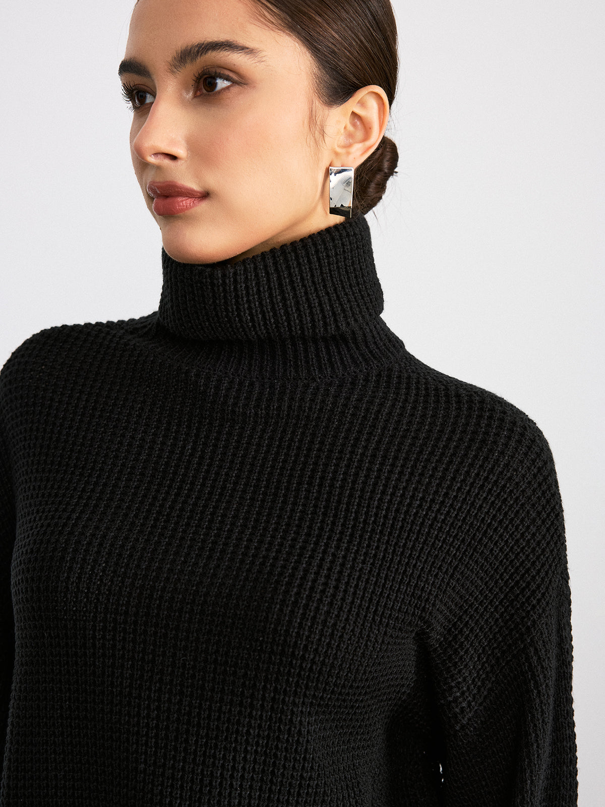 Waffle Knit Turtleneck Sweater — Svelte Chic