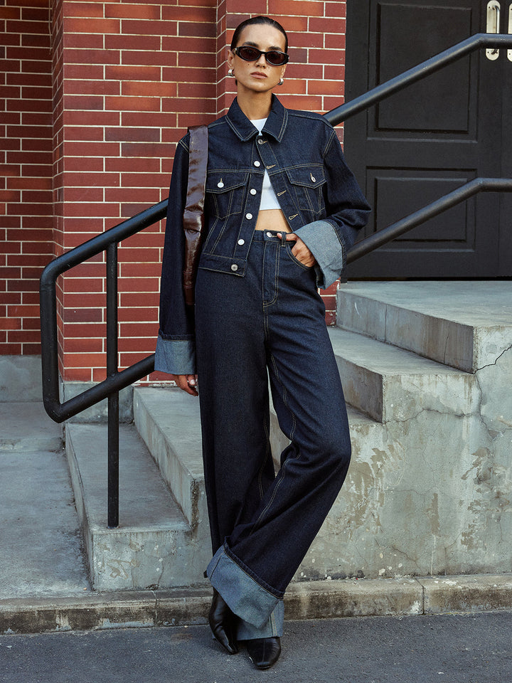 Дънково яке с ръкав с маншет 