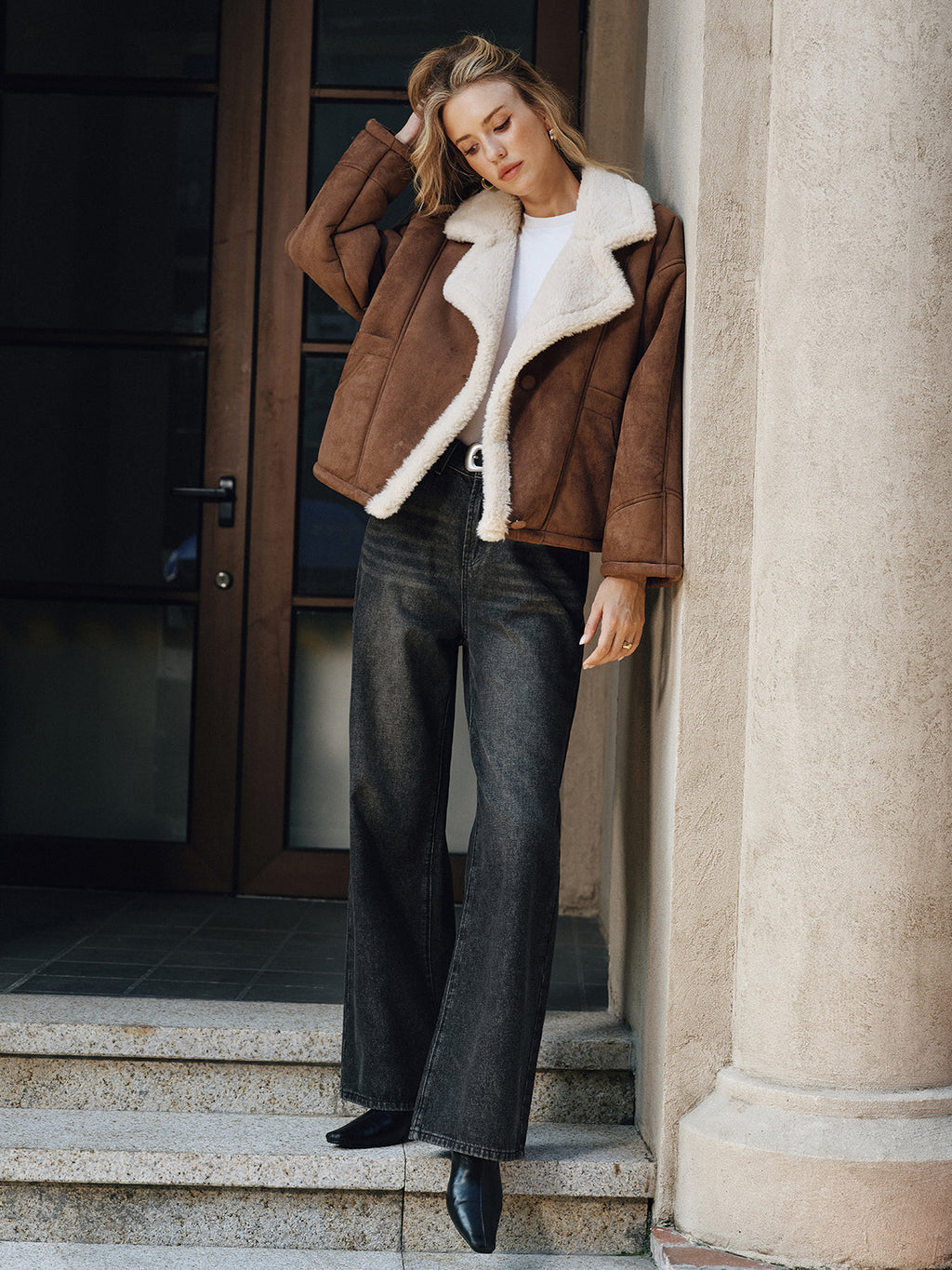 Fleece Lined Lapel Coat — Svelte Chic