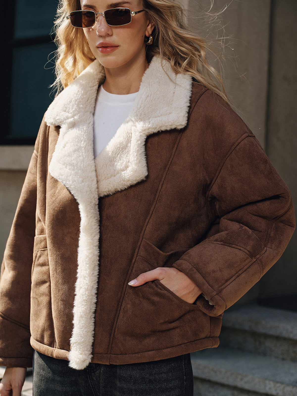 Fleece Lined Lapel Coat — Svelte Chic