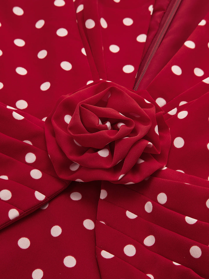 Puantiye Desenli Kurdeleli Üst ve Etek Takımı