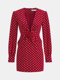 Puantiye Desenli Kurdeleli Üst ve Etek Takımı