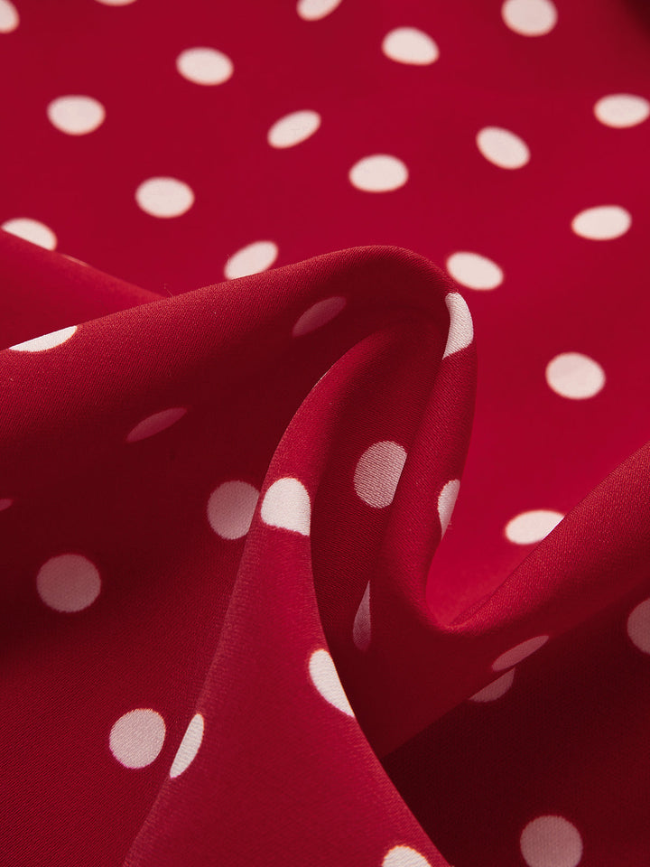 Puantiye Desenli Kurdeleli Üst ve Etek Takımı