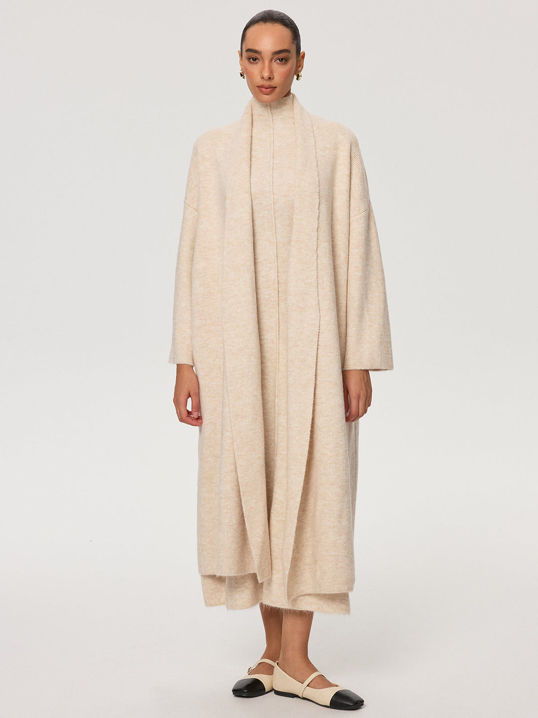 Плетена жилетка и рокля без жилетка с поло яка, костюм от две части 