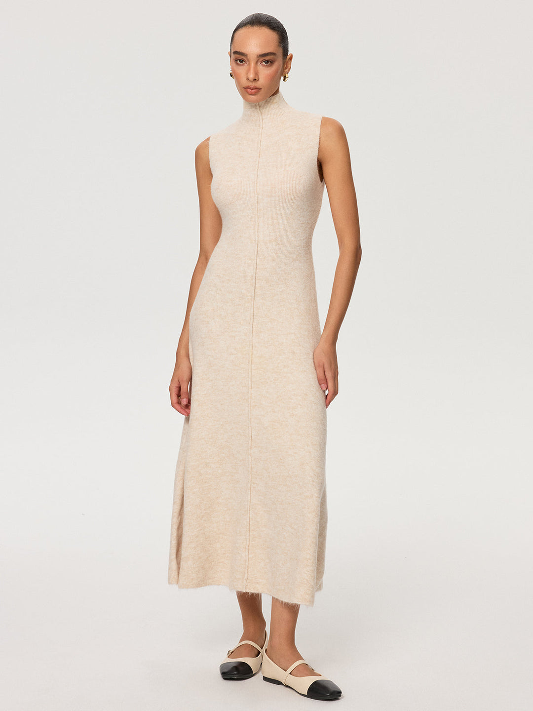 Плетена жилетка и рокля без жилетка с поло яка, костюм от две части 