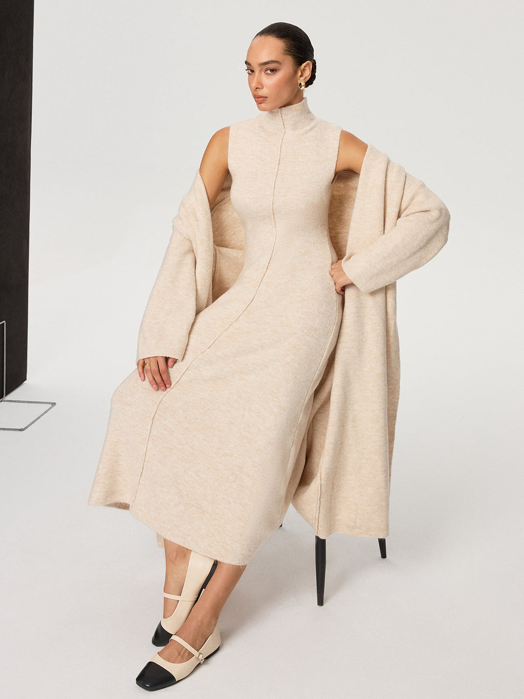 Knit Vest and Turtleneck Dress Set — Svelte Chic