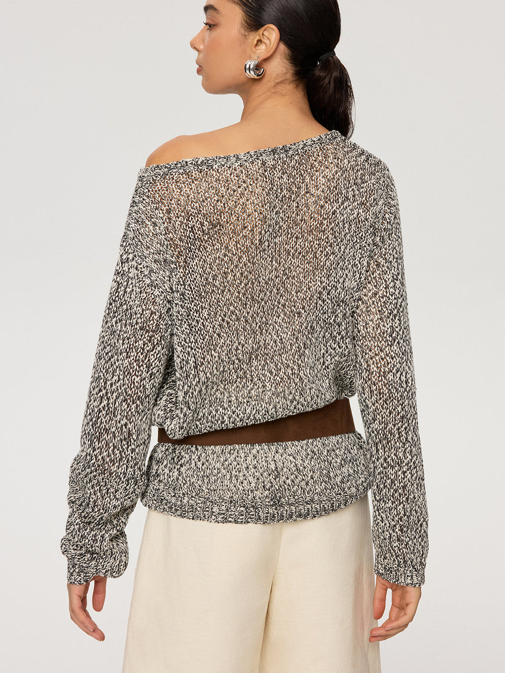 Off Shoulder Belted Knit Sweater — Svelte Chic