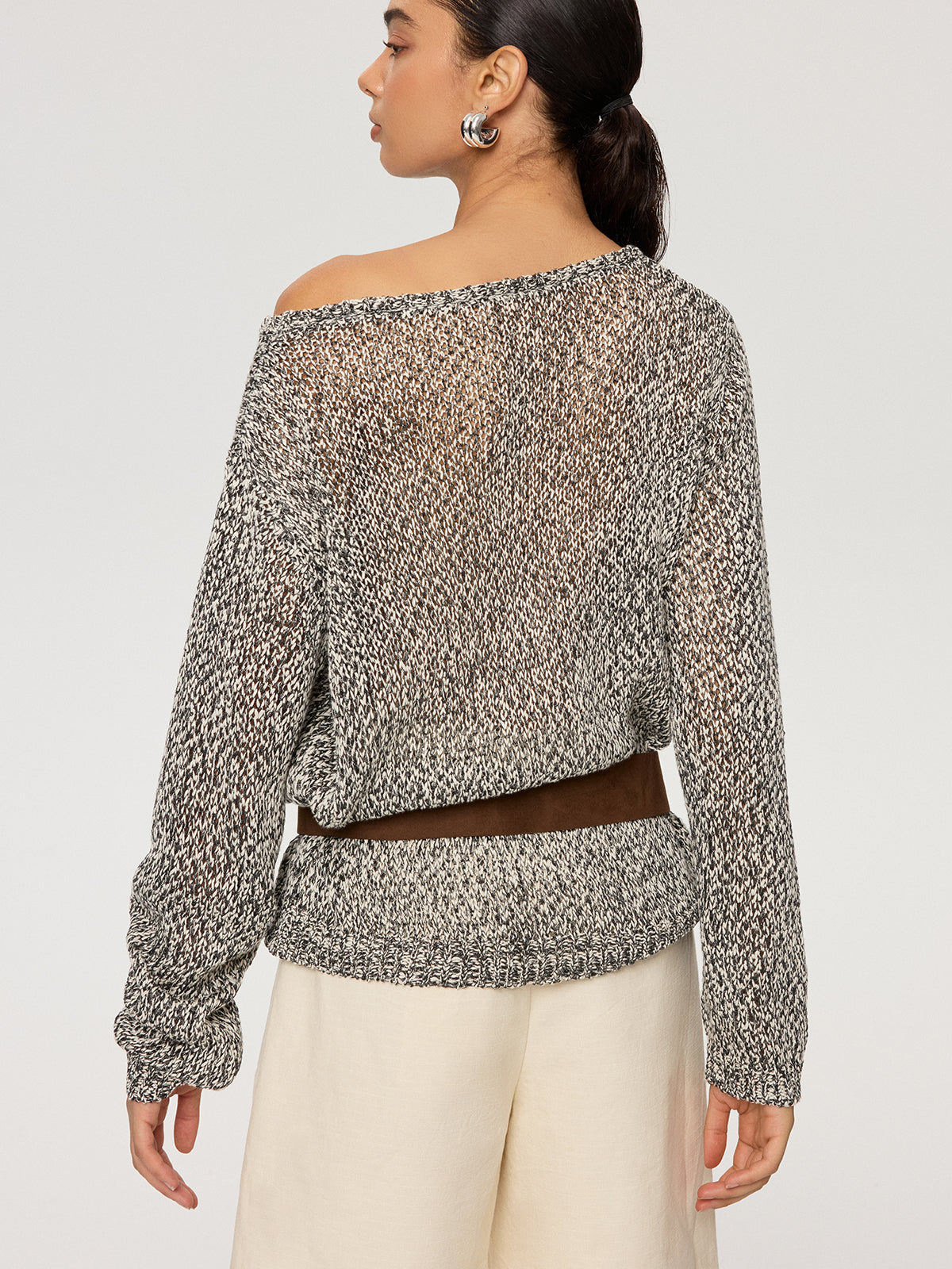 Off Shoulder Belted Knit Sweater — Svelte Chic