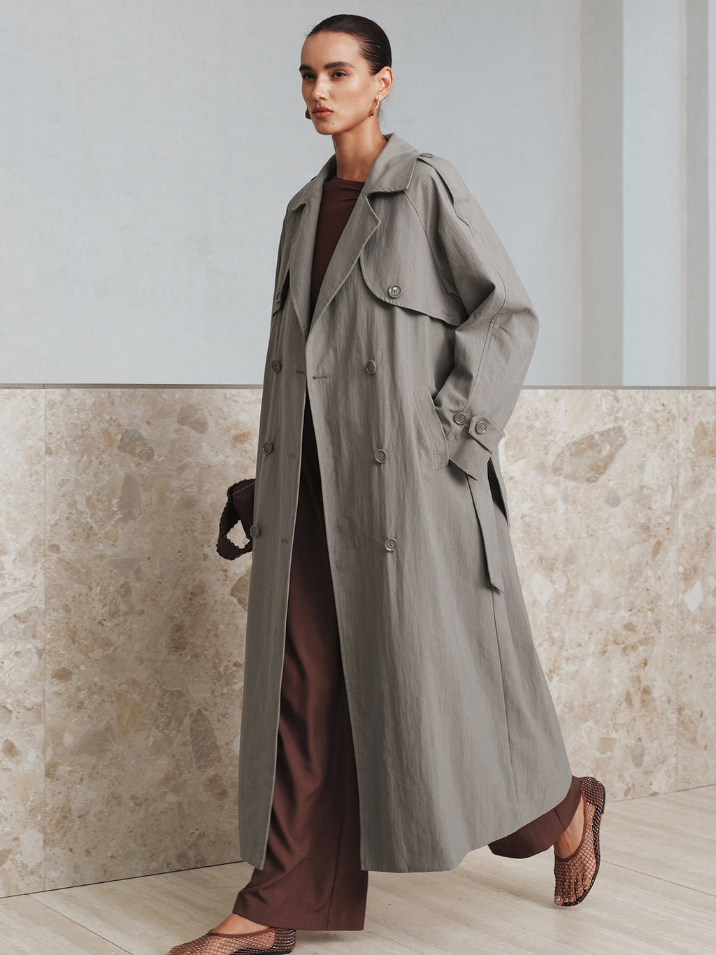 Oversized Belted Cotton Trench Coat — Svelte Chic