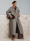 Oversized Belted Cotton Trench Coat in Grey — Svelte Chic