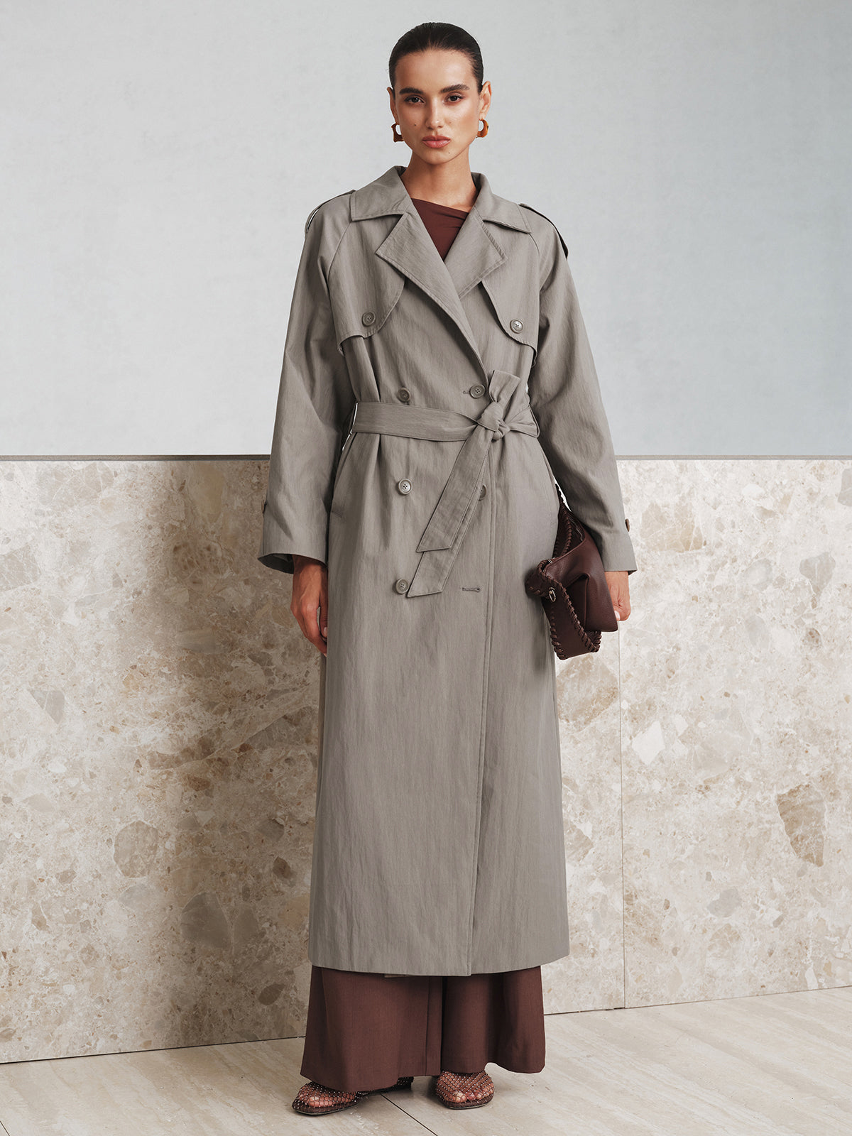 Oversized Belted Cotton Trench Coat — Svelte Chic
