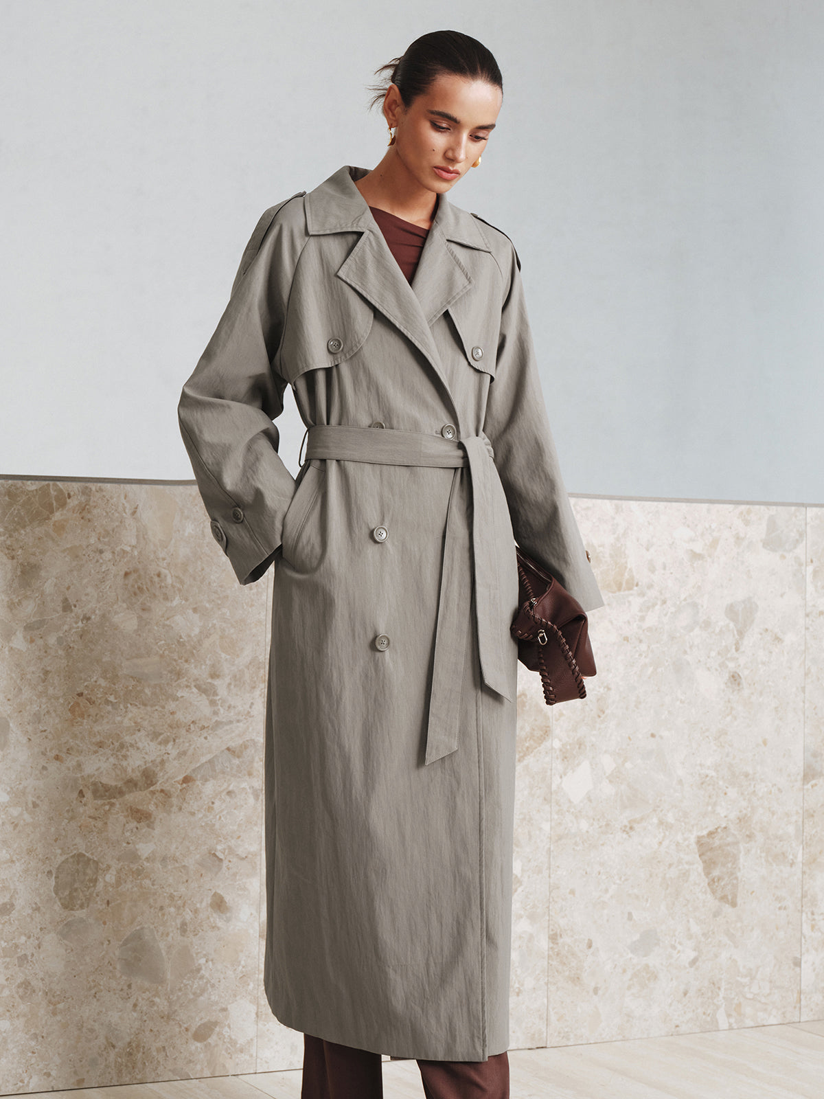 Oversized Belted Cotton Trench Coat — Svelte Chic
