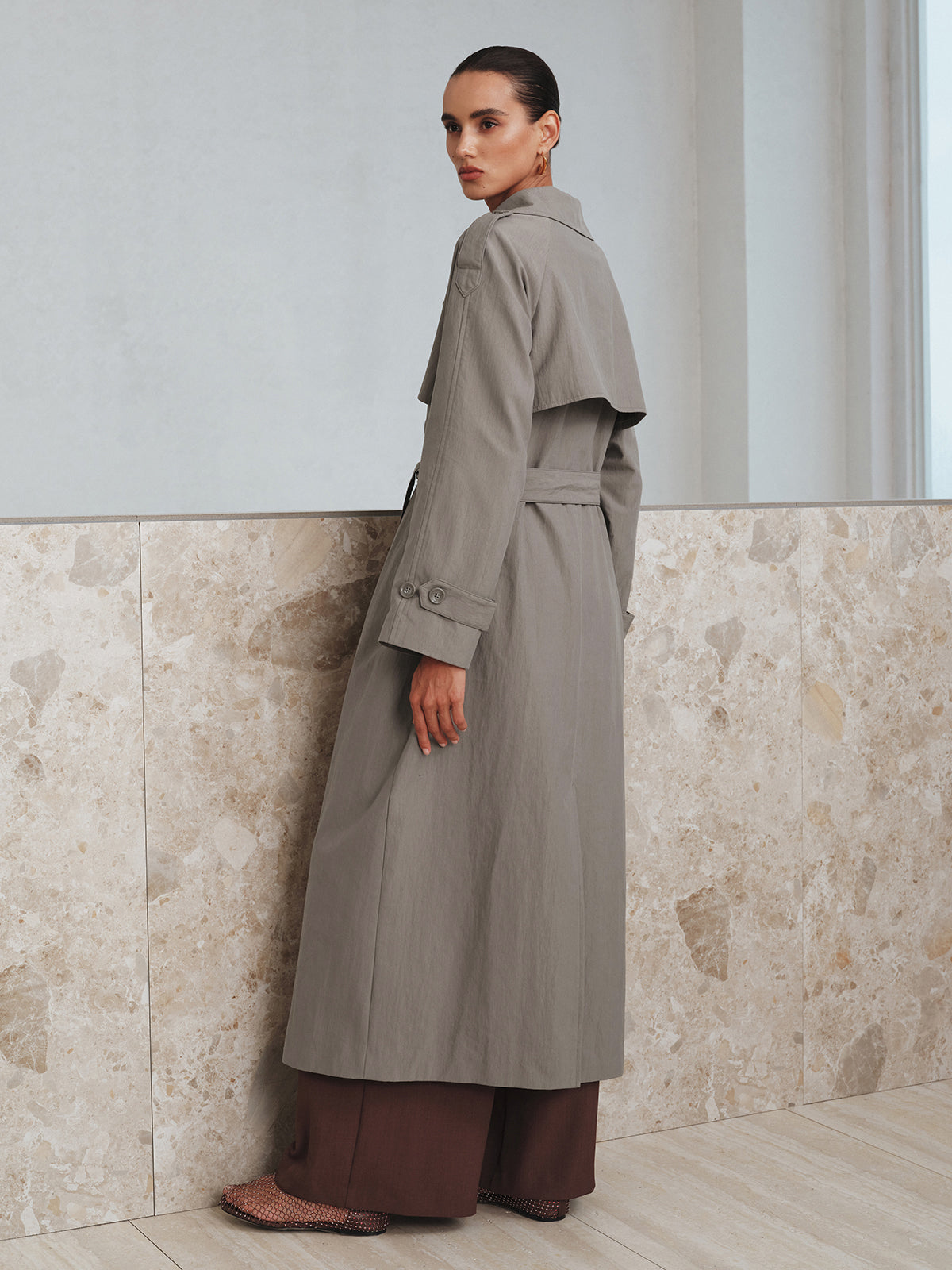 Oversized Belted Cotton Trench Coat — Svelte Chic