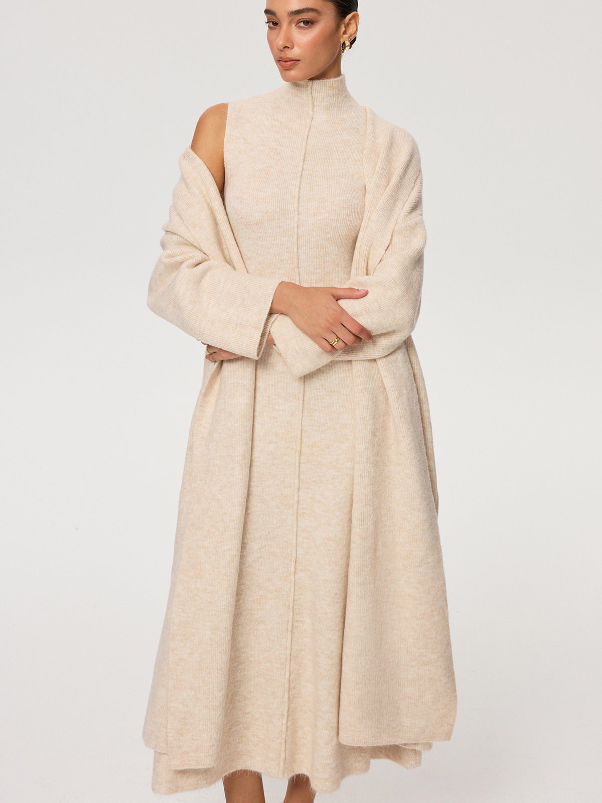 Knit Vest and Turtleneck Dress Set — Svelte Chic